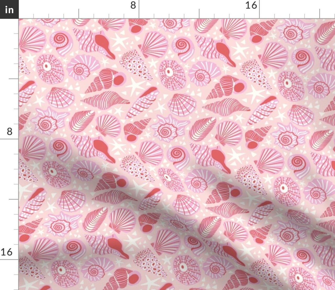 Coastal Shells Blush Pink Beach Summer Nautical Maritime Medium Scale Custom Printed Fabric by Spoonflower Various Fabrics by the Yard or Fat Quarter